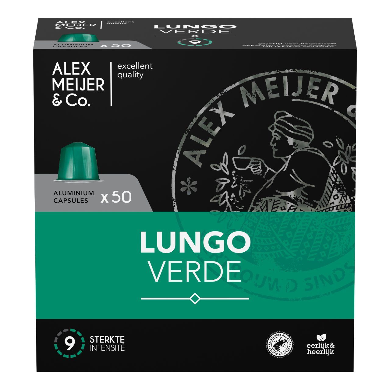 Alex Meijer Lungo Verde Koffie Capsules (Doos 50 Capsules)