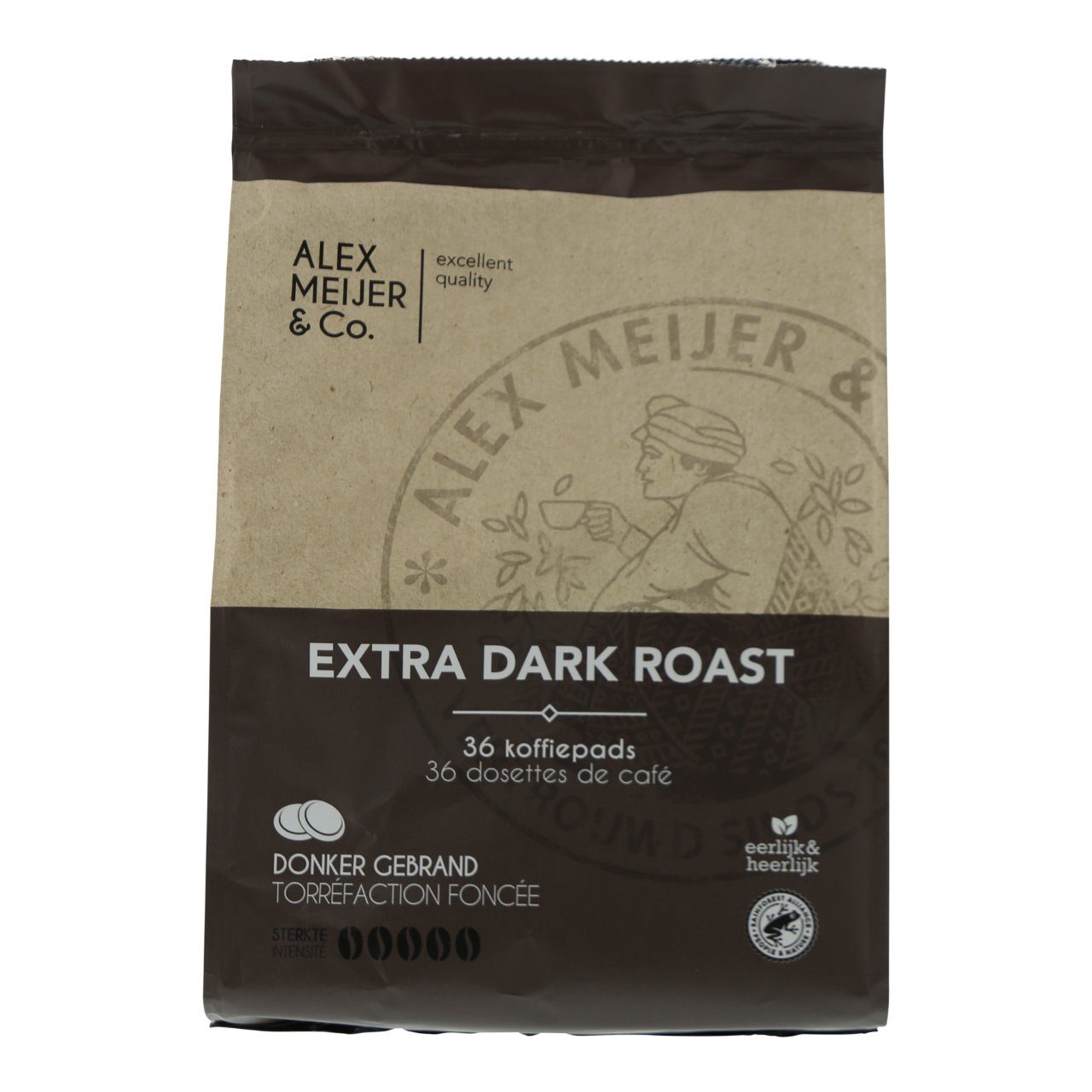 Alex Meijer Koffiepads Extra Dark Roast (36 Stuks) - 1 Zak - van Alex Meijer - Nu voor maar €8.95 bij Workwear 2 Day